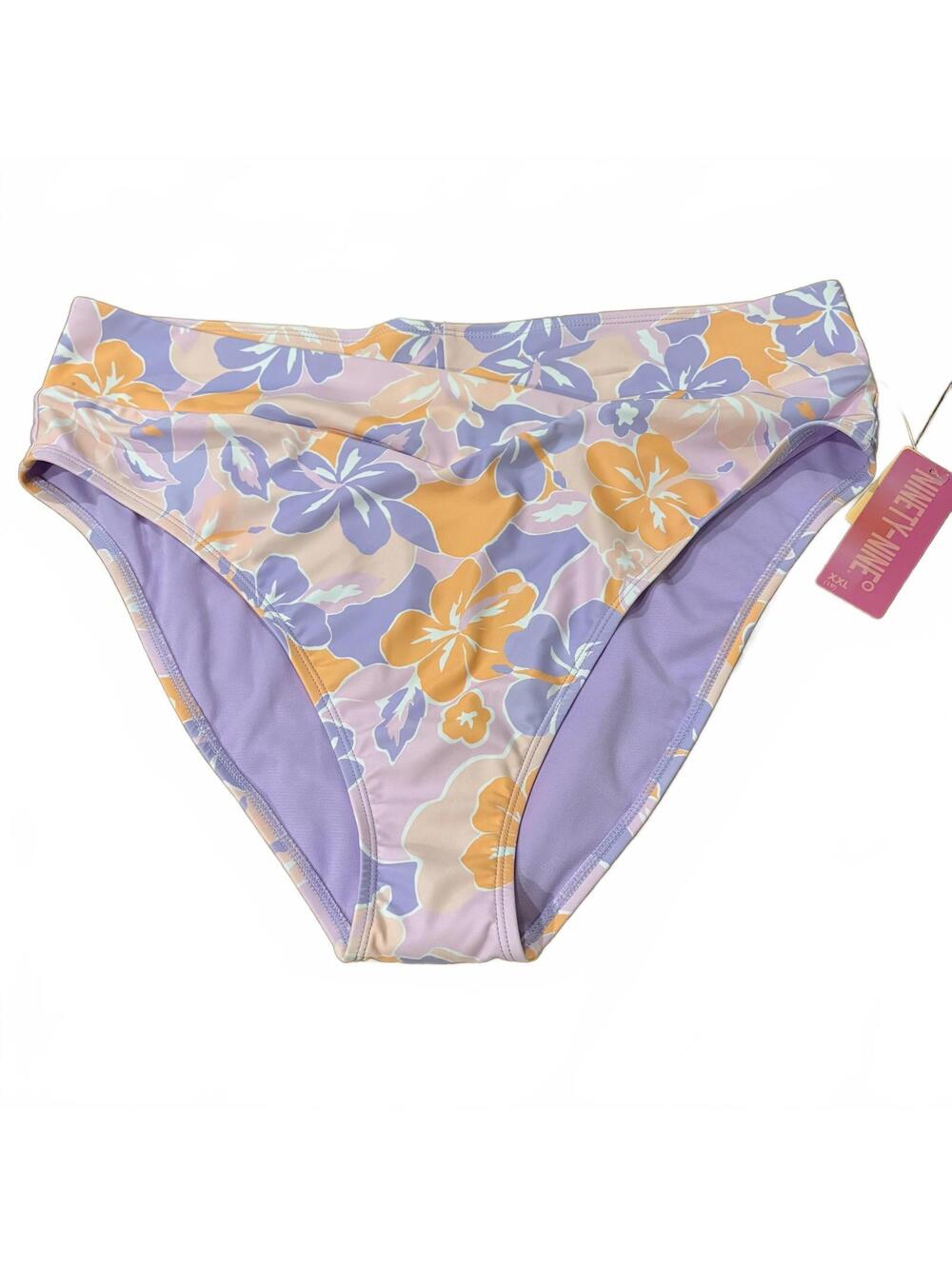 Ninety-Nine Floral High Waist Bikini Bottoms XXL Purple Orange Summer NWT